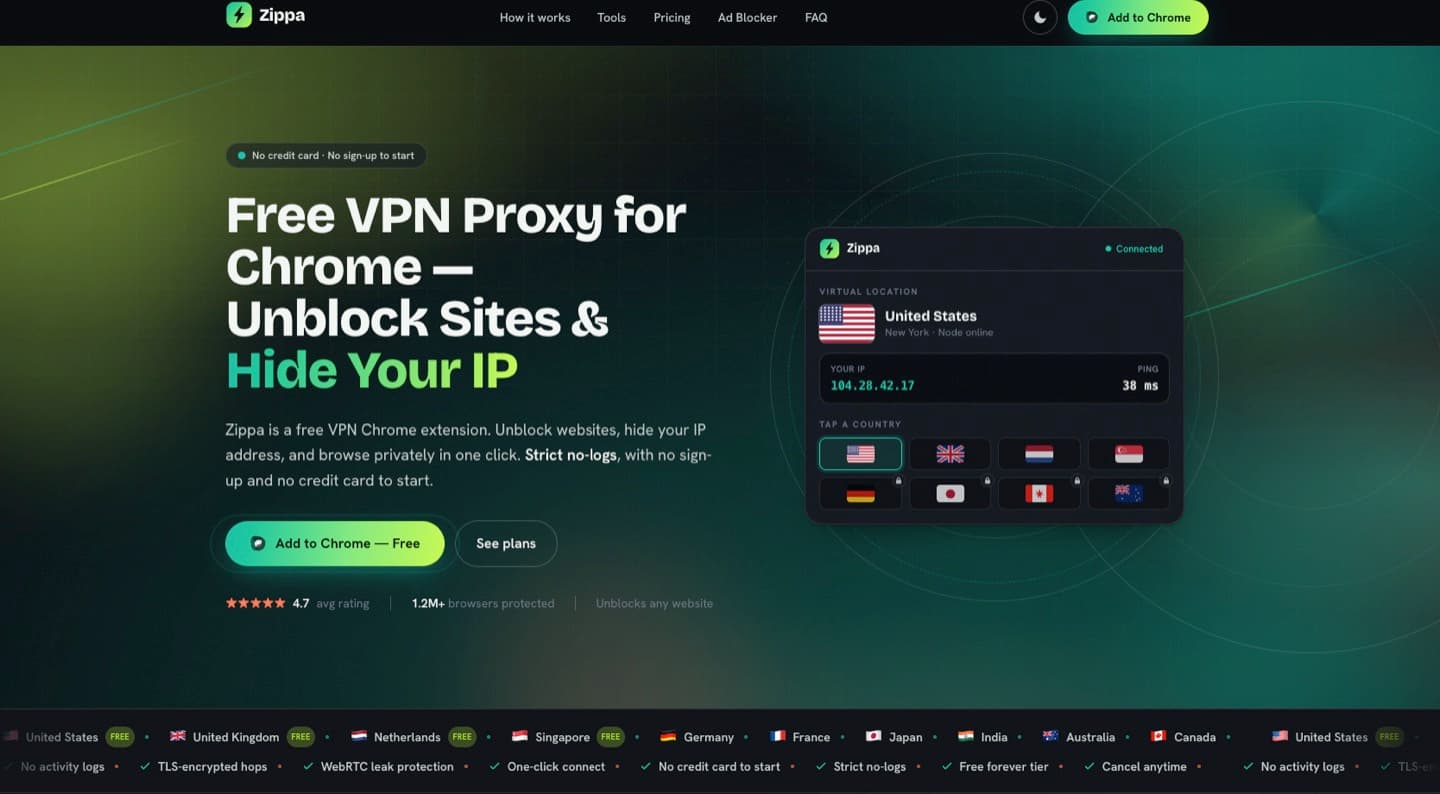 zippavpn.com homepage